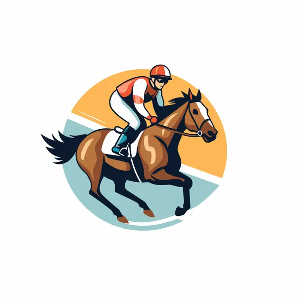 Horse Race Logo Jockey Horse Jockey Vector Illustration — Stock Vector