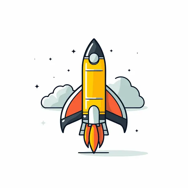 Rocket Icon Flat Design Style Startup Vector Illustration White Background — Stock Vector