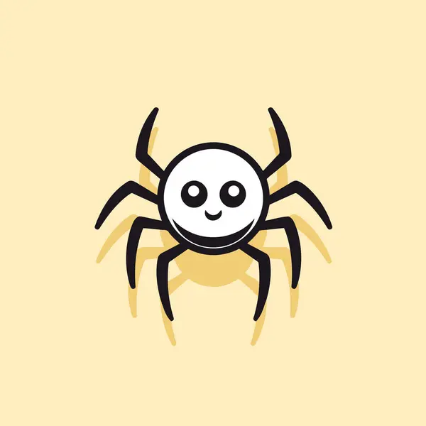 Spider Icon Flat Style Halloween Vector Illustration Yellow Background — Stock Vector