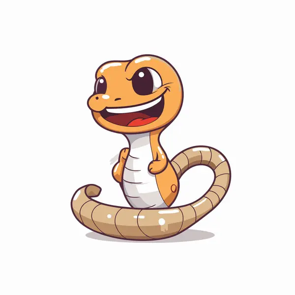 Cute Cartoon Snake Isolated White Background Vector Illustration — Stock Vector