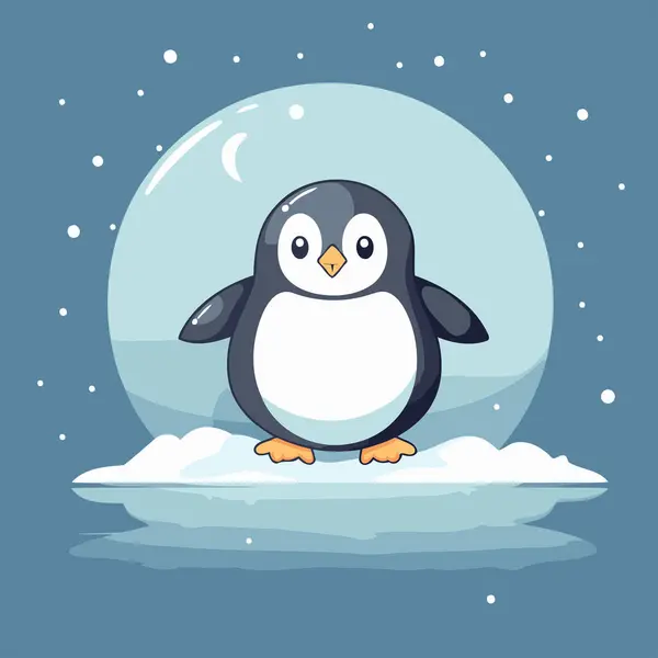 Χαριτωμένος Πιγκουίνος Στο Χιόνι Διανυσματική Απεικόνιση Eps10 — Διανυσματικό Αρχείο