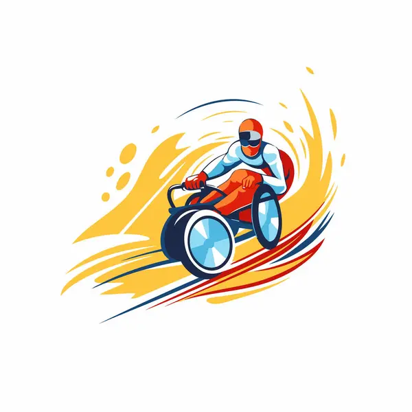 Racing Man Quad Bike Vector Illustration White Background — Stock Vector