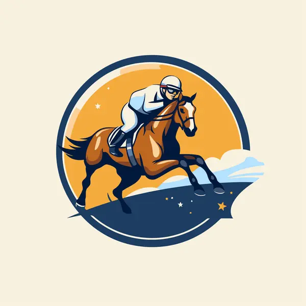 Horse Jockey Vector Illustration Horse Riding Equestrian Sport Icon — Stock Vector