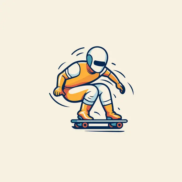 Skateboarder Helmet Skateboard Modern Vector Illustration — Stock Vector