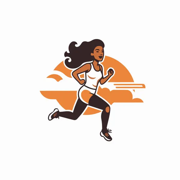 Running Woman Sportswoman Vector Illustration White Background — Stock Vector