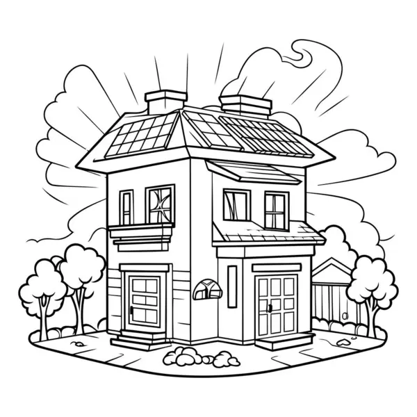 Casa Doodle Vector Ilustración Ilustración Dibujada Mano Blanco Negro — Vector de stock