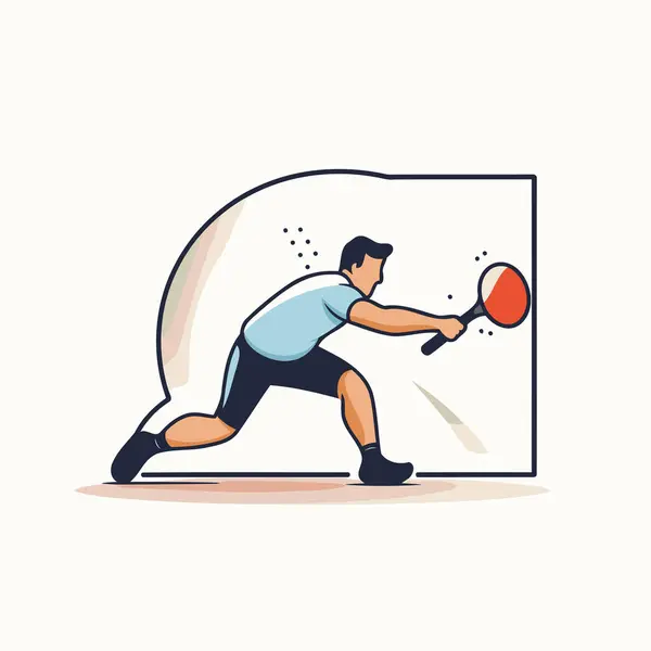 乒乓球运动员在行动 矢量图解 平面风格设计 — 图库矢量图片
