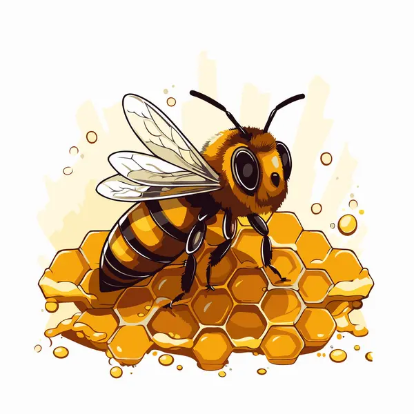 Bee Honeycomb Vector Illustration Honeycombs Bee — Stock Vector