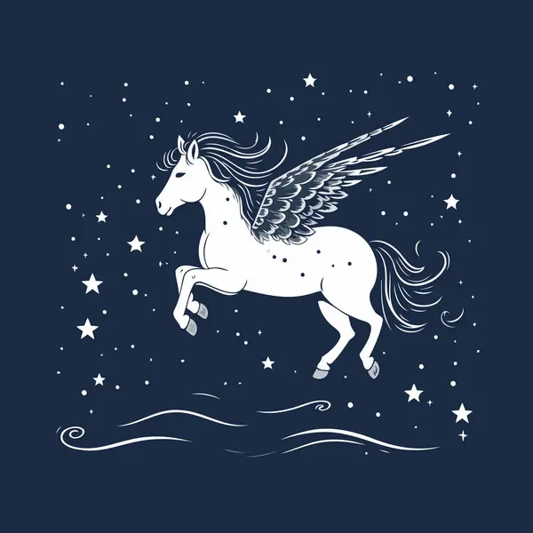 Unicorn Background Night Sky Vector Illustration — Stock Vector