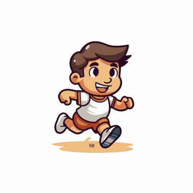 Koşan çocuk çizgi film karakteri vektör ilüstrasyonu beyaz bir arkaplanda izole.