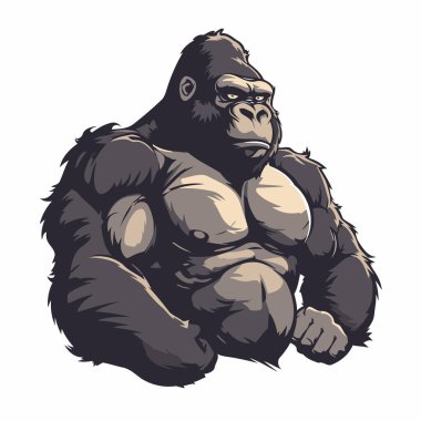 Güçlü bir gorilin vektör çizimi. Beyaz arkaplanda izole.