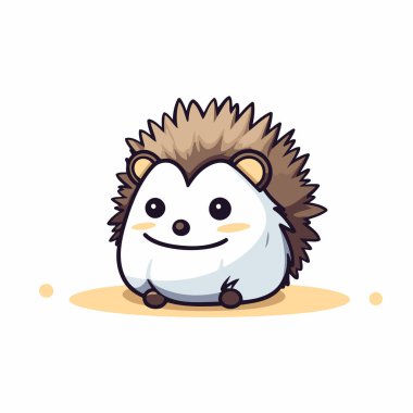 Tatlı çizgi film kirpisi. Vektör illüstrasyonu beyaz arkaplanda izole edildi.