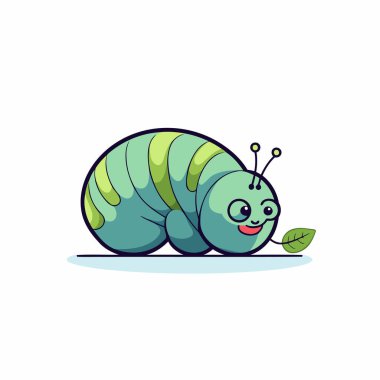 Sevimli çizgi film tırtılı. Vektör çizimi. Beyaz arkaplanda izole.