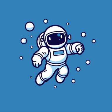 Astronot uzayda. Düz stil vektör çizim.