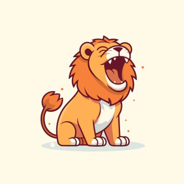 Aslan. Vektör çizimi. Beyaz bir arkaplanda izole edilmiş.