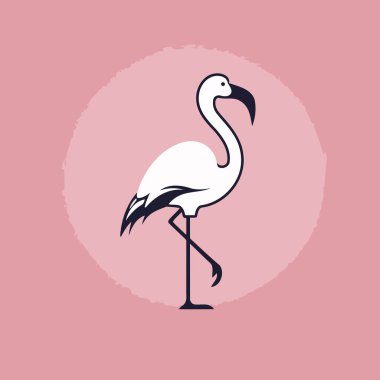 Flamingo. Pembe arka planda bir flamingonun vektör çizimi.