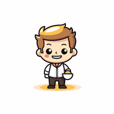 Şirin Çocuk Maskot Karakteri Vektör Simgesi Çizim Tasarımı