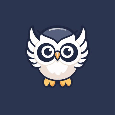 Sevimli baykuş. Vektör çizimi. Mavi arkaplanda izole.