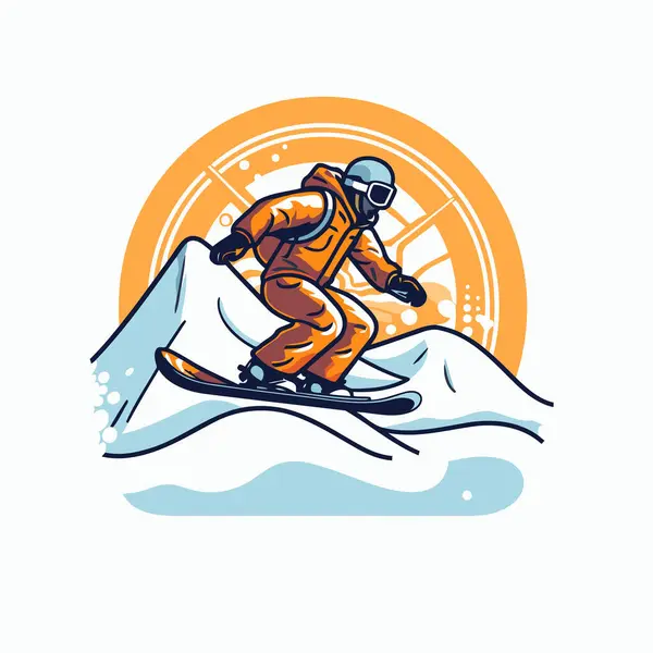 Serbest Ikon Snowboardcu Ekstrem Spor Vektörü Illüstrasyonu — Stok Vektör