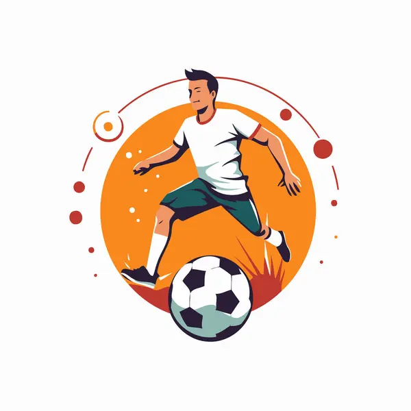 Voetbalspeler Die Bal Schopt Vector Illustratie Witte Achtergrond — Stockvector