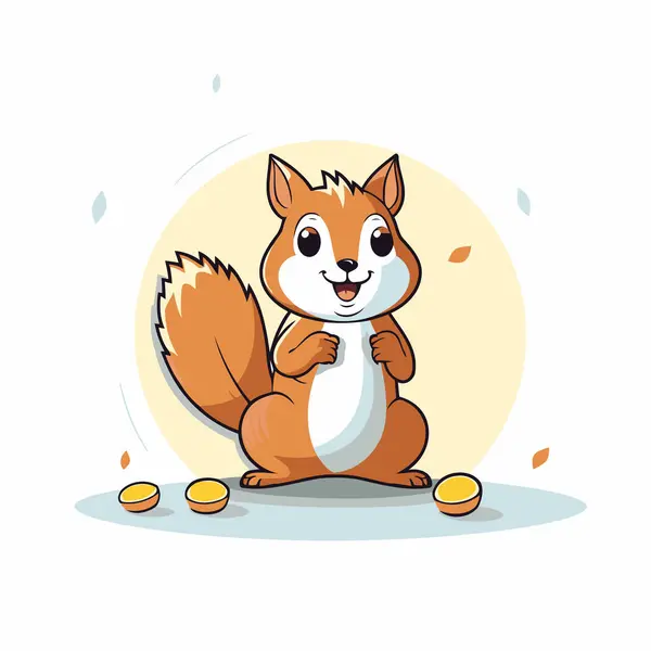 Niedliches Eichhörnchen Mit Münzen Vektorillustration Eines Niedlichen Eichhörnchens — Stockvektor