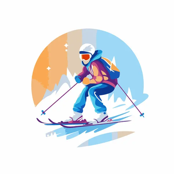 Esquí Esquiador Ilustración Vectorial Estilo Plano — Archivo Imágenes Vectoriales