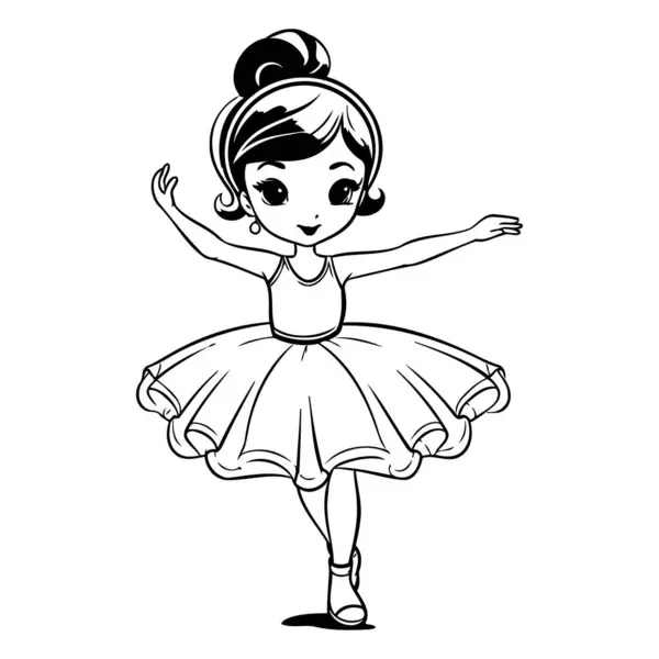 Leuke Kleine Ballerina Een Tutu Vectorillustratie — Stockvector