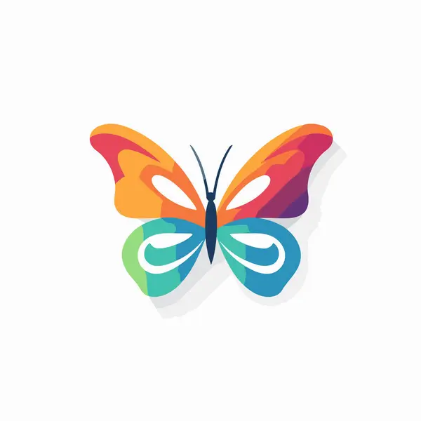 Butterfly Colorful Icon Vector Illustration Isolated White Background — Stock Vector