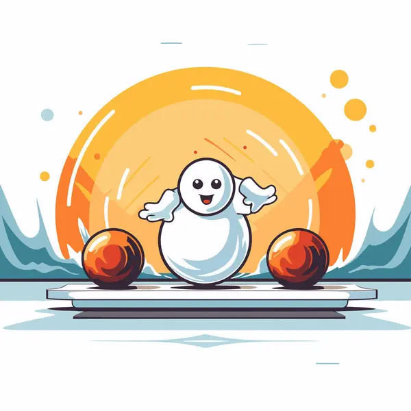 Snowman Ice Apples Vector Illustration Cartoon Style — Stock Vector