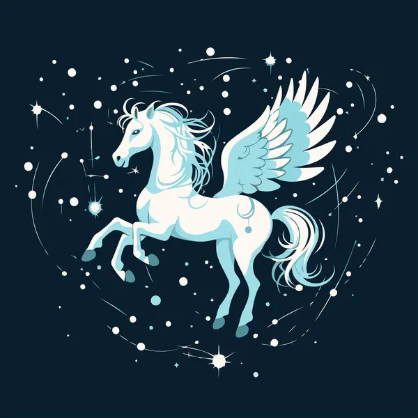 Unicorn Wings Space Vector Illustration Dark Background — Stock Vector