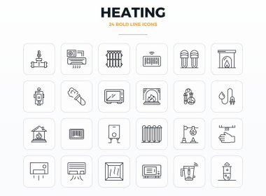 Devrim niteliğindeki 24 PIXEL mükemmel vektör simgesi Isıtma 'dan esinlenilmiş, Strong Outline biçiminde 128x128 ileri tasarım çözünürlükte oluşturulmuş.