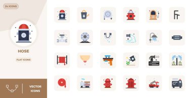 Hose çevresindeki 24 vektör simgesinden oluşan kapsamlı araç gereç kiti, 128 PIXEL PIXEL ile Düz 'de geliştirilmiş, çok yönlü tasarım uygulamaları için mükemmel hassasiyet.