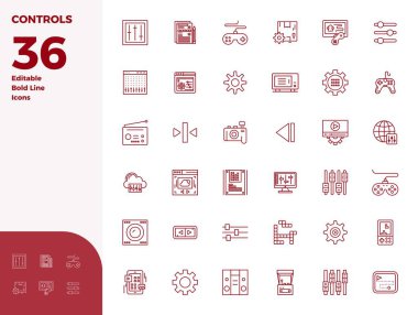 Bu koleksiyon, dijital tasarım için 128x128 biçiminde optimize edilmiş 36 Bold Line PIXEL mükemmel vektör simgesine sahiptir..