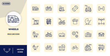 Zekice tasarlanmış 24 PIXEL mükemmel vektör simgesi Tekerleklerden esinlenilmiş, Bold Line biçiminde oluşturulmuş akıllı ve verimli tasarım işleri için.