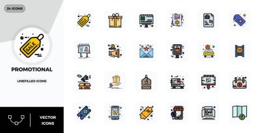 24 Doğrusal Doldurulmuş PIXEL mükemmel vektör simgelerinden oluşan endüstri öncülüğünde promosyon paketi, en uygun işleme ve kullanıcı arayüzü mükemmelliği için 128x128 boyutlarında.