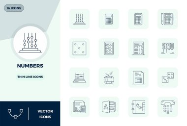 İnce Satır biçiminde Sayıları temsil eden 16 vektör simgesinin yer aldığı stratejik paket, profesyonel iş akışları için mükemmel kalitede 128x128 PIXEL ile optimize edilmiştir.