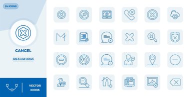 İptal etrafında temalı 24 Kalın Çizgi vektör simgesi ile projelerinizi geliştirin, 128x128 PIXEL kusursuz çözünürlük temiz ve profesyonel tasarımlar için idealdir.