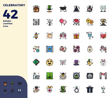 Gelişmiş 42 PIXEL mükemmel vektör simgesi koleksiyonu Celebratory 'den esinlenilmiş, Duotone' da 128 'e 128 üstün görsel performans için optimizasyonlu.