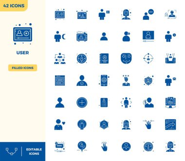 Kullanıcı için 42 doldurulmuş vektör simgelerinden oluşan istisnai bir koleksiyon, 128x128 PIXEL mükemmel çözünürlük ve benzersiz görsel mükemmellik için.