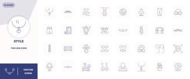 Biçim için 32 İnce Çizgi vektör simgesinden oluşan sofistike bohça, 128x128 PIXEL profesyonel uygulamalar için mükemmel netlikte tasarlandı.