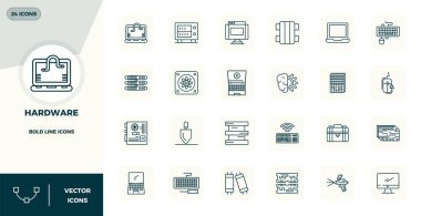 Bold Line biçiminde 24 vektör simgesini temsil eden stratejik paket, profesyonel iş akışları için mükemmel kalitede 128x128 PIXEL ile optimize edilmiştir.