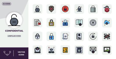 Gizli için 24 Doğrusal Düz vektör simgesinin yer aldığı el yapımı koleksiyon, 128x128 PIXEL mükemmel çözünürlükte optimum dijital deneyimler için.