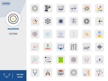 36 Düz PIXEL mükemmel simgesine sahip vektör paketi Diagramdan esinlenilerek, ölçeklenebilir ve yaratıcı tasarım için ideal 128x128 çözünürlükte sunulmuştur.