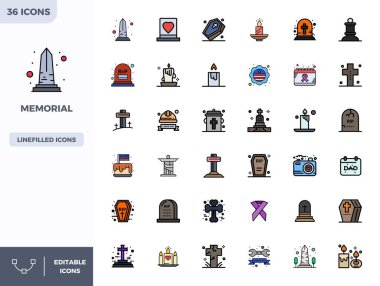 Anıt için hassas tasarlanmış 36 Düz Doğrusal Renk vektör simgesi, 128x128 PIXEL olağanüstü açıklık ve ölçeklenebilirlik için mükemmel çözünürlük.