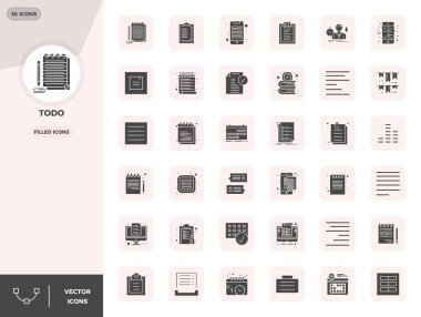Todo için 36 vektör simgesinin yer aldığı kapsamlı paket, Crisp 128x128 PIXEL mükemmel kalite.