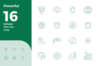 16 İnce PIXEL mükemmel vektör simgelerinden oluşan çok yönlü bir set Güçlü odaklı, mobil ve web uygulamaları için ideal 128x128 formatında teslim.