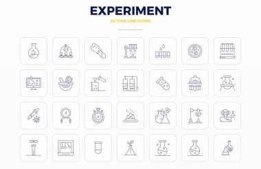 Deney etrafında temalı 28 vektör simgesinin tam paketi, modern arayüzler için mükemmel kalite 128x128 PIXEL 'de ince dış tasarımı sergiliyor.