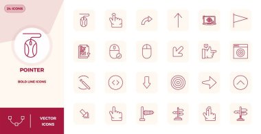 24 PIXEL mükemmel vektör simgesi ayırt edici paketi Pointer ilham, Bold Line formatı 128x128 unutulmaz marka deneyimleri için.