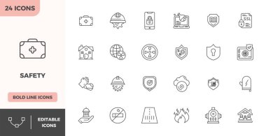 Güvenlik etrafında temalı 24 adet PIXEL PIXEL mükemmel vektör simgesi seti, uygulamalar ve web sitelerinde kusursuz entegrasyon için 128x128 çözünürlükte hazırlanmıştır.