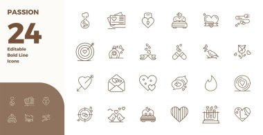 24 PIXEL mükemmel vektör simgelerinden oluşan devrimci set Tutku 'dan esinlenilmiş, 128x128 ileri tasarım çözünürlükte Bold Line biçiminde oluşturulmuş.